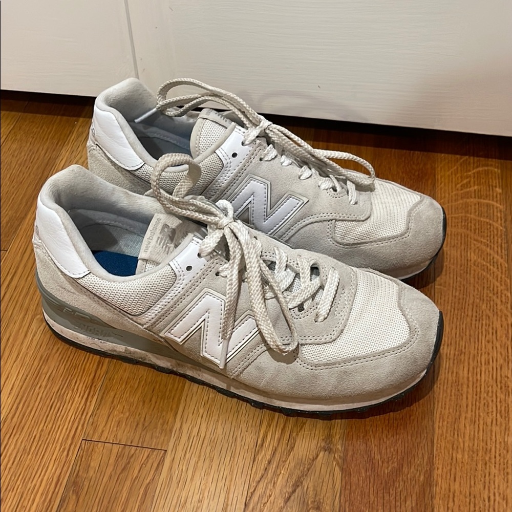 New Balance 574 White and Gray Classic Sneakers